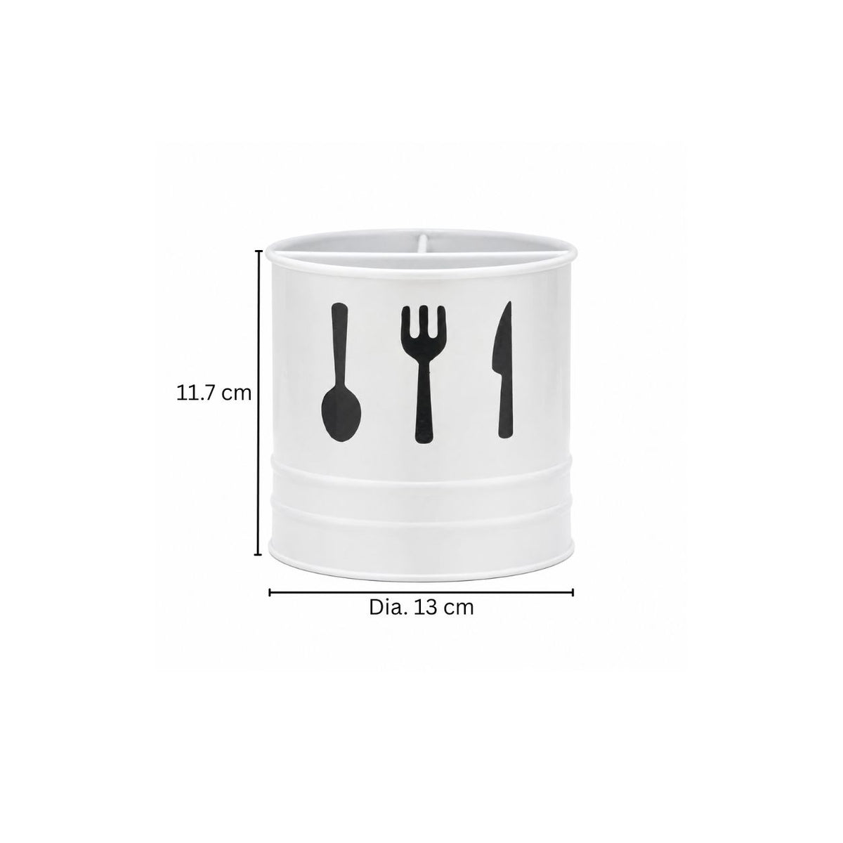 Asilo Metal Sectioned Cutlery Holder - White