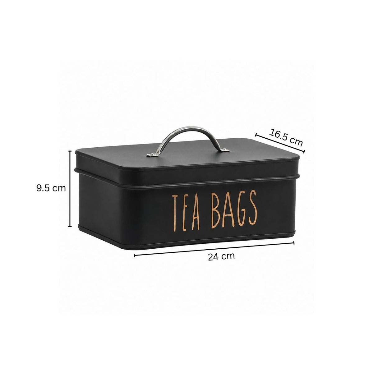 Asilo Metal Tea Bags Storage Box - Black Gold