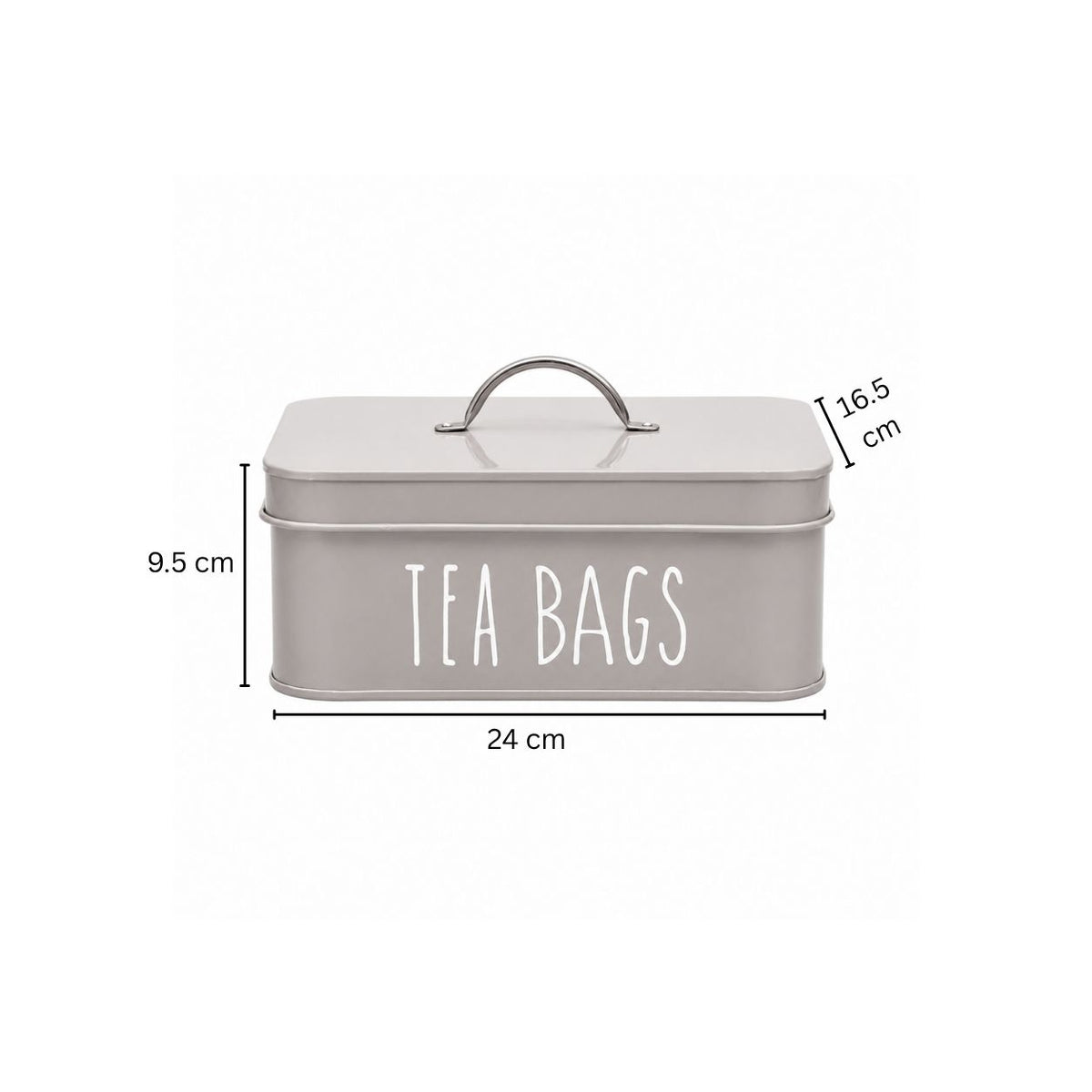 Asilo Metal Tea Bags Storage Box - Grey