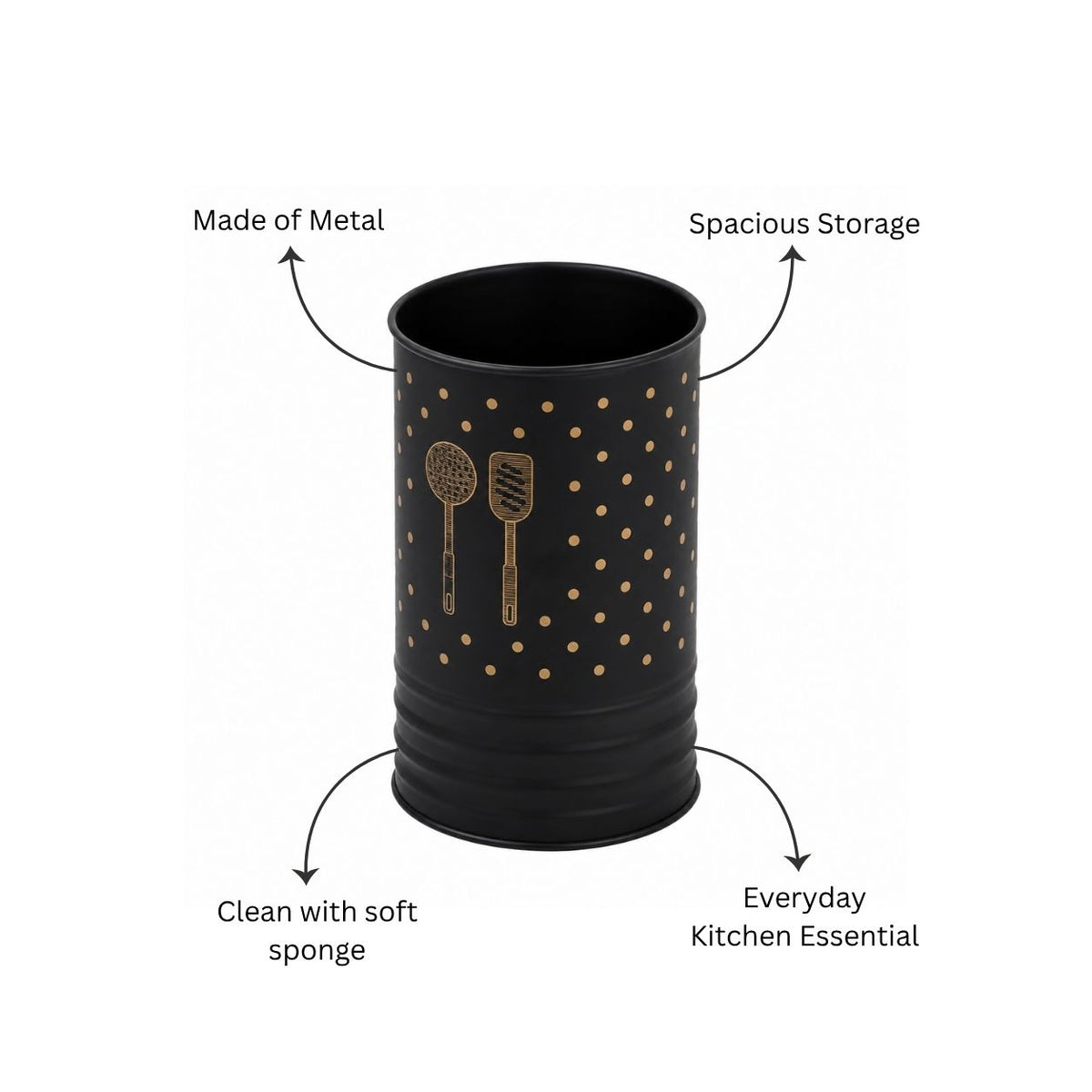 Asilo Metal Utensil Holder - Black Gold