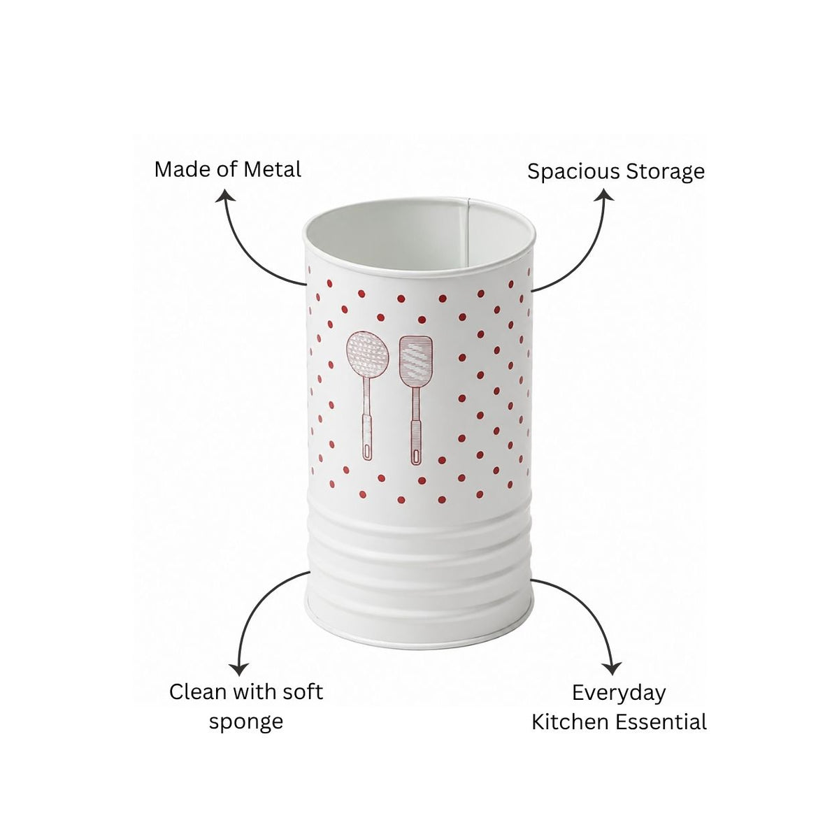 Asilo Metal Utensil Holder - White Red