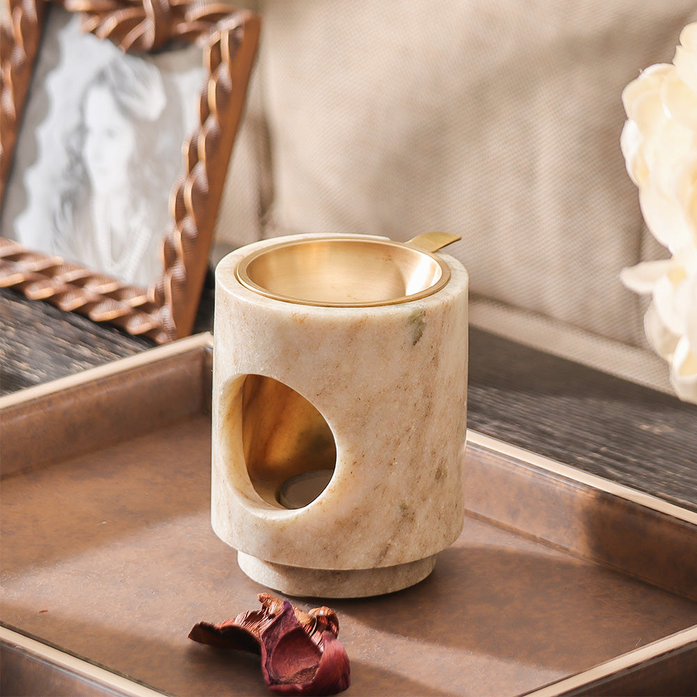 Astra Marble & Brass Aroma Diffuser - Beige Gold