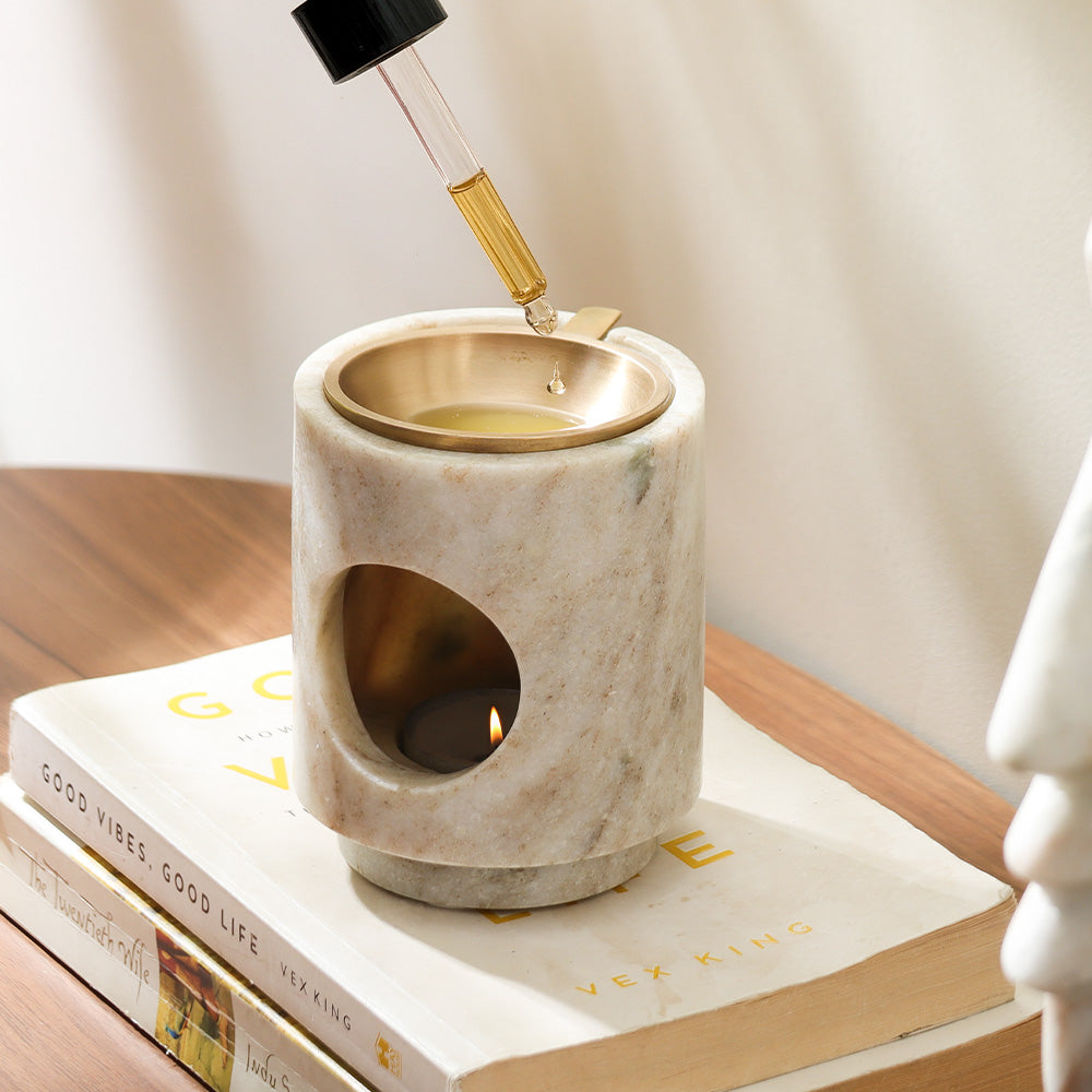 Astra Marble & Brass Aroma Diffuser - Beige Gold