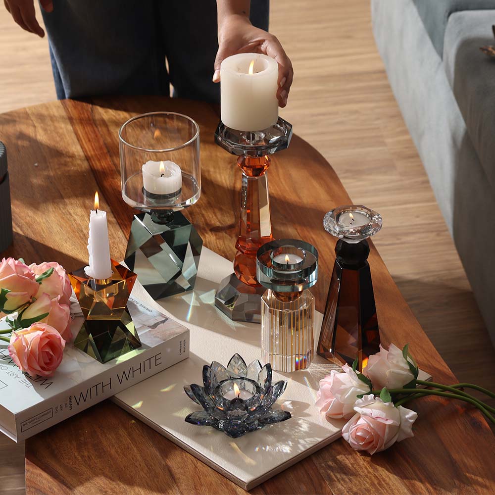 Astrid Crystal Candle Holder - Teal