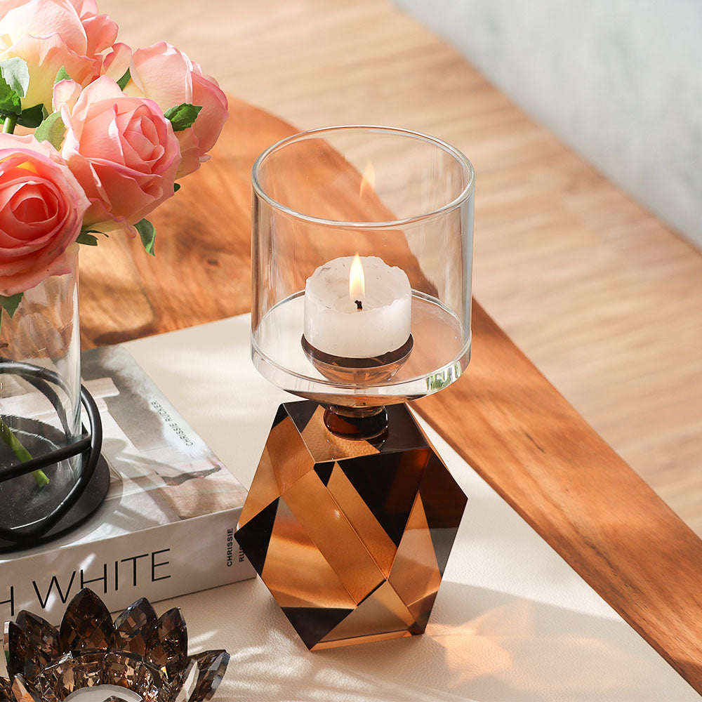 Astrid Crystal Candle Holder - Umber