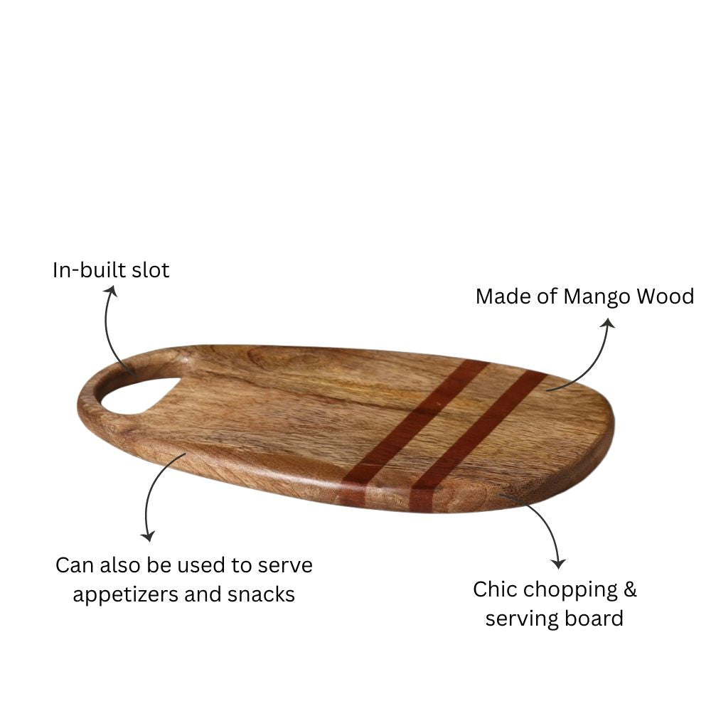 Athena Wooden Oval Chopping Board - Natural Red