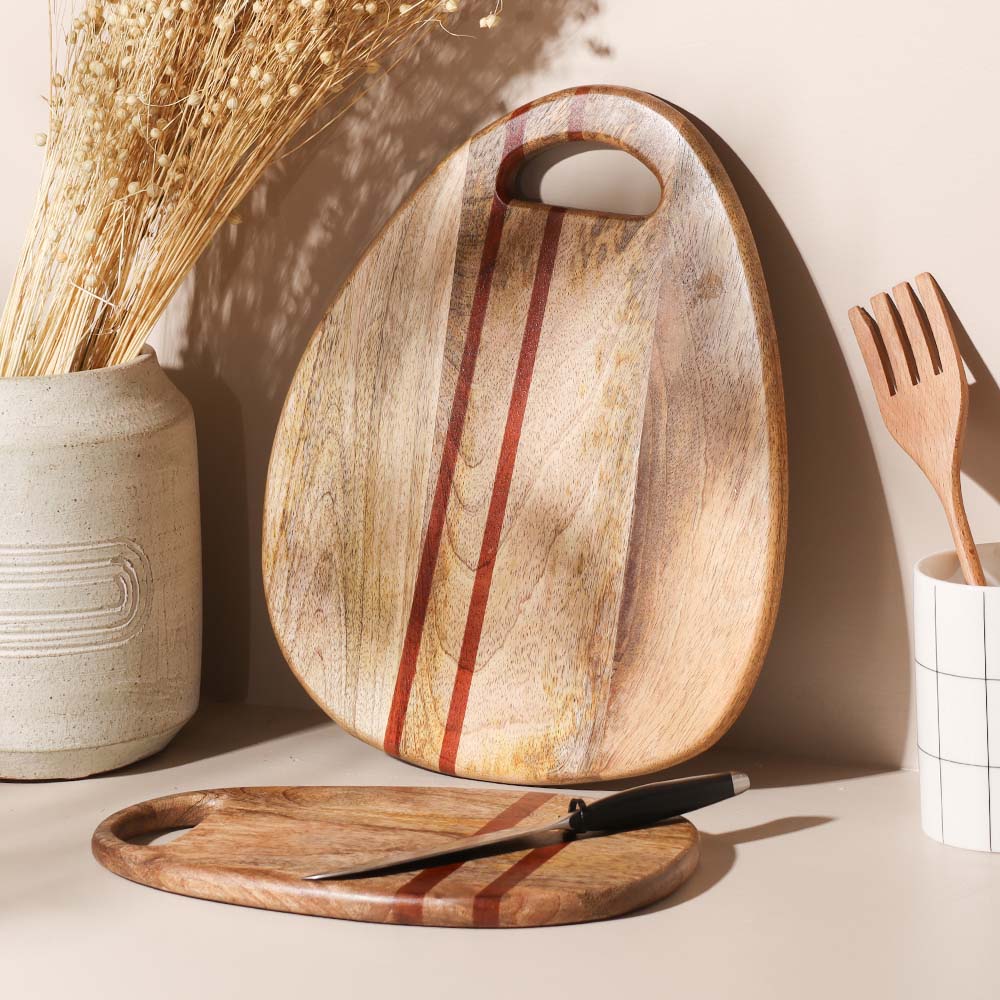 Athena Wooden Oval Chopping Board - Natural Red