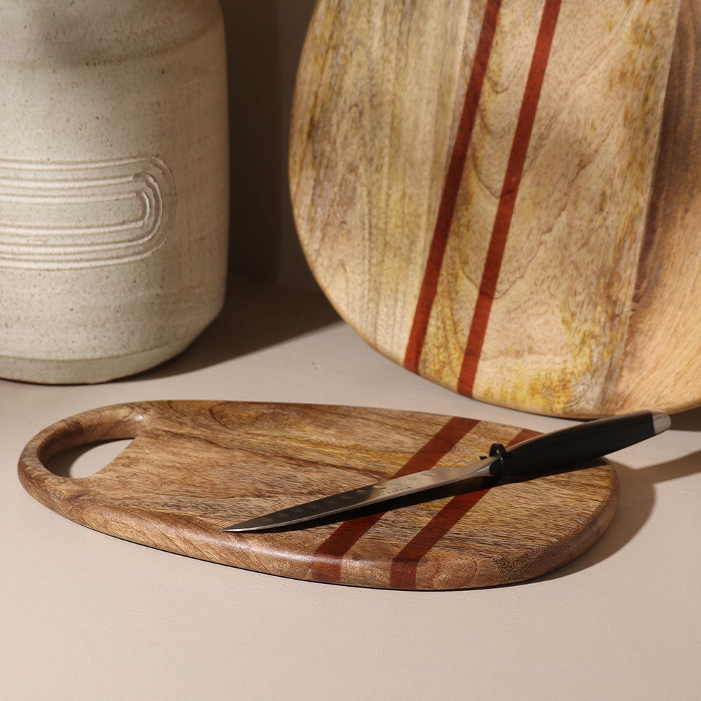 Athena Wooden Oval Chopping Board - Natural Red