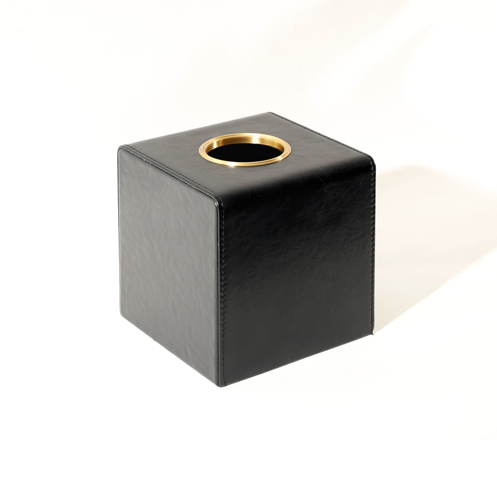 Atlas Square Tissue Box Holder - Black