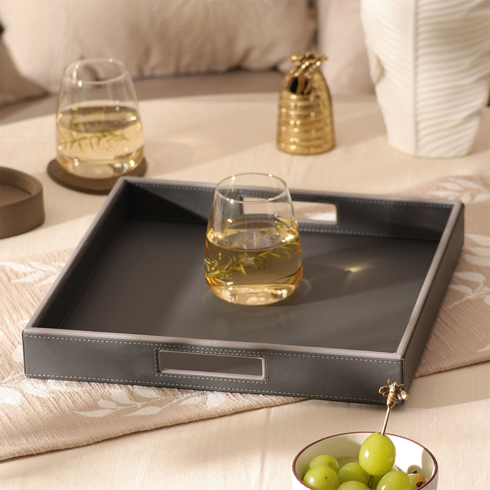 Auber Square Serving Tray Medium - Dark Grey