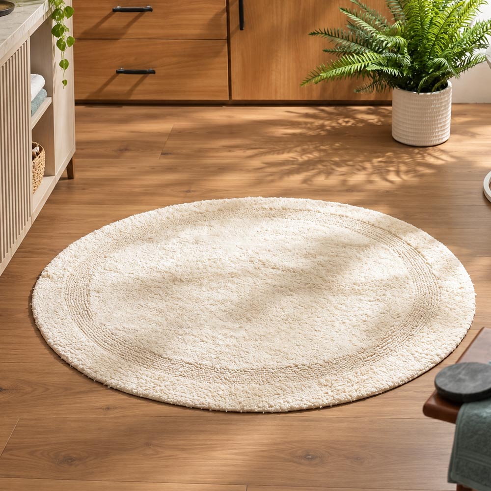 Audrey Round Tufted Bathmat - Cream