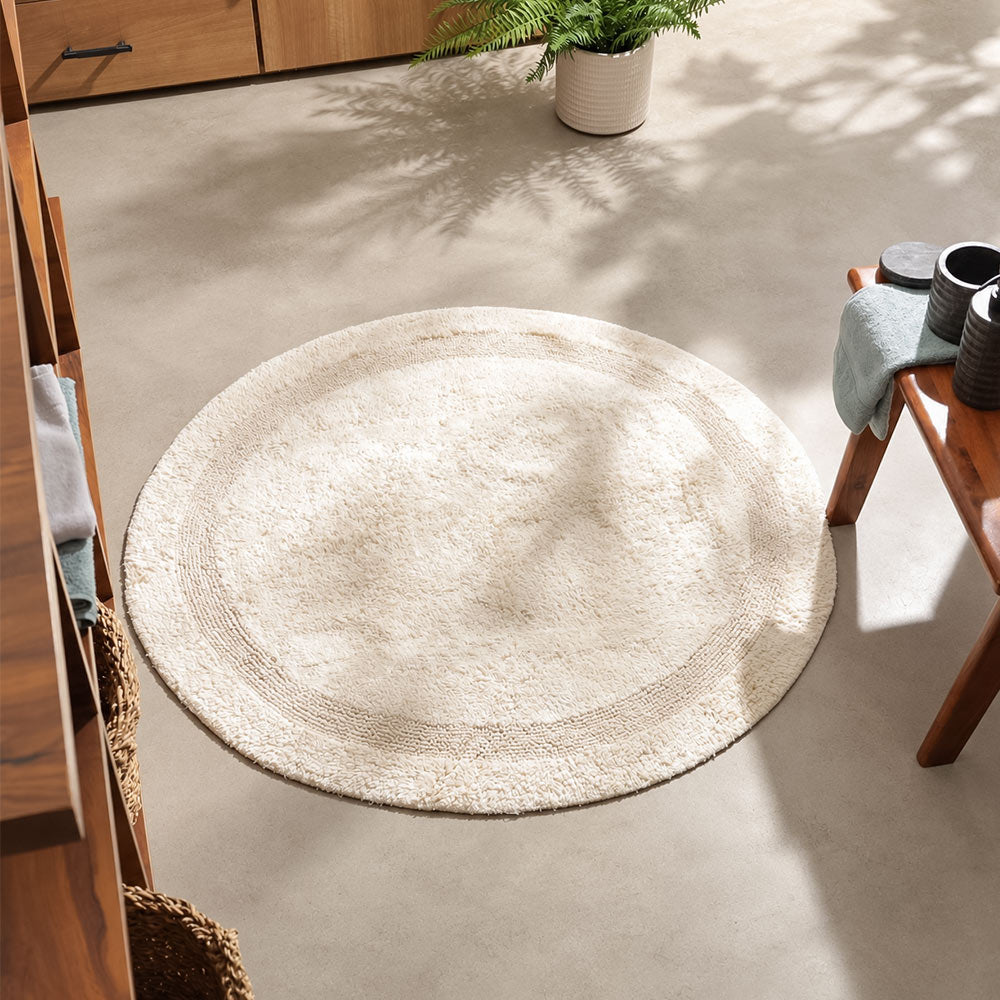 Audrey Round Tufted Bathmat - Cream