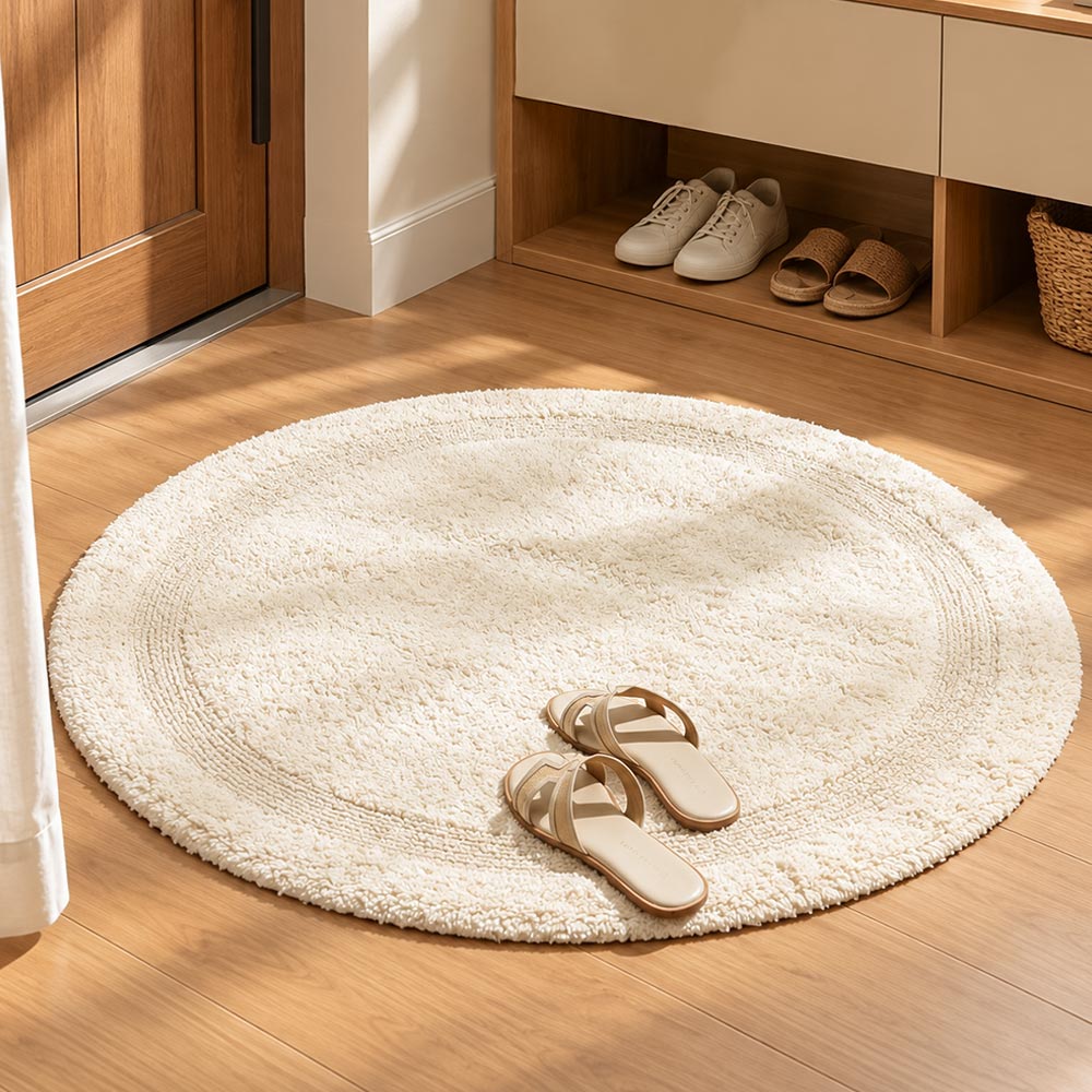 Audrey Round Tufted Bathmat - Cream
