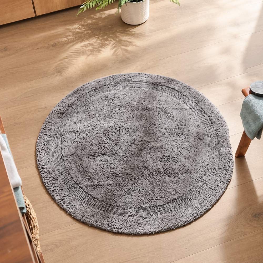 Audrey Round Tufted Bathmat - Grey