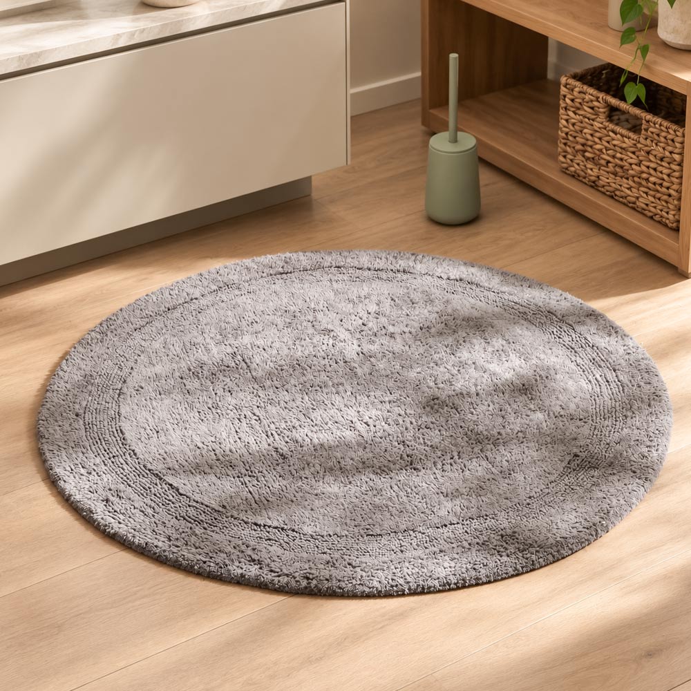 Audrey Round Tufted Bathmat - Grey