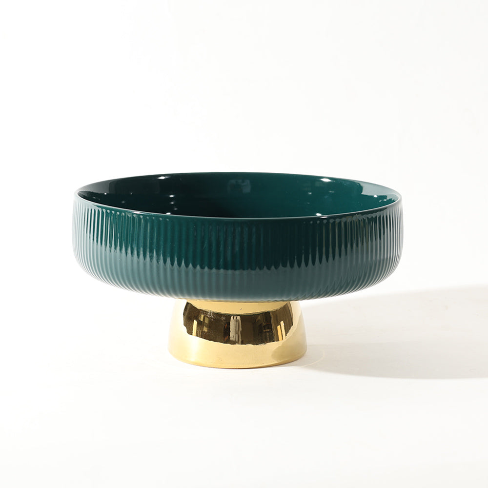 Aura Elevated Ceramic Bowl Medium - Emerald Gold