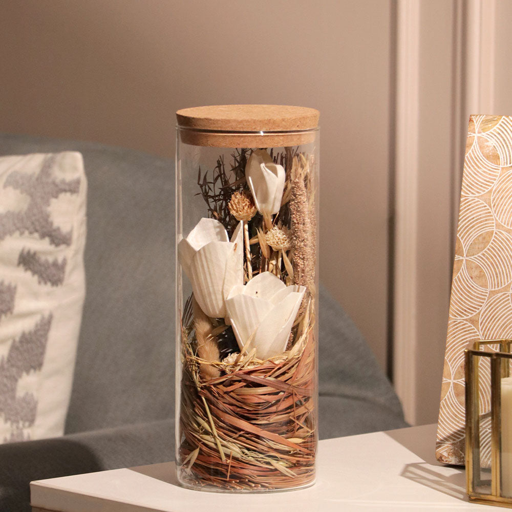 Aura Dried Flowers Bouquet in Glass Jar - Earthy