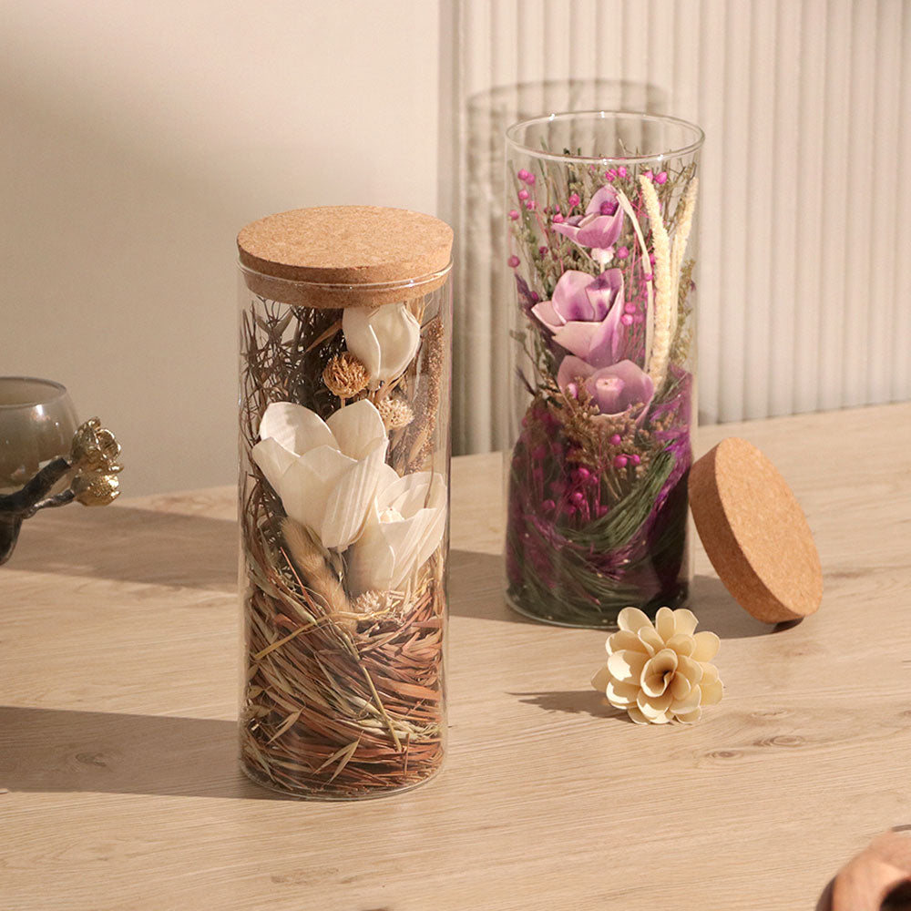 Aura Dried Flowers Bouquet in Glass Jar - Earthy