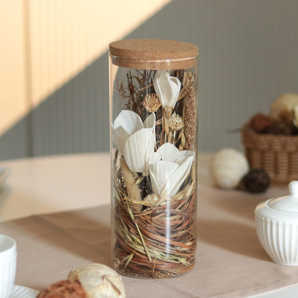 Aura Dried Flowers Bouquet in Glass Jar - Earthy
