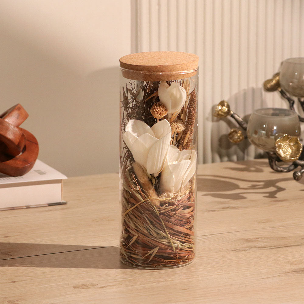 Aura Dried Flowers Bouquet in Glass Jar - Earthy