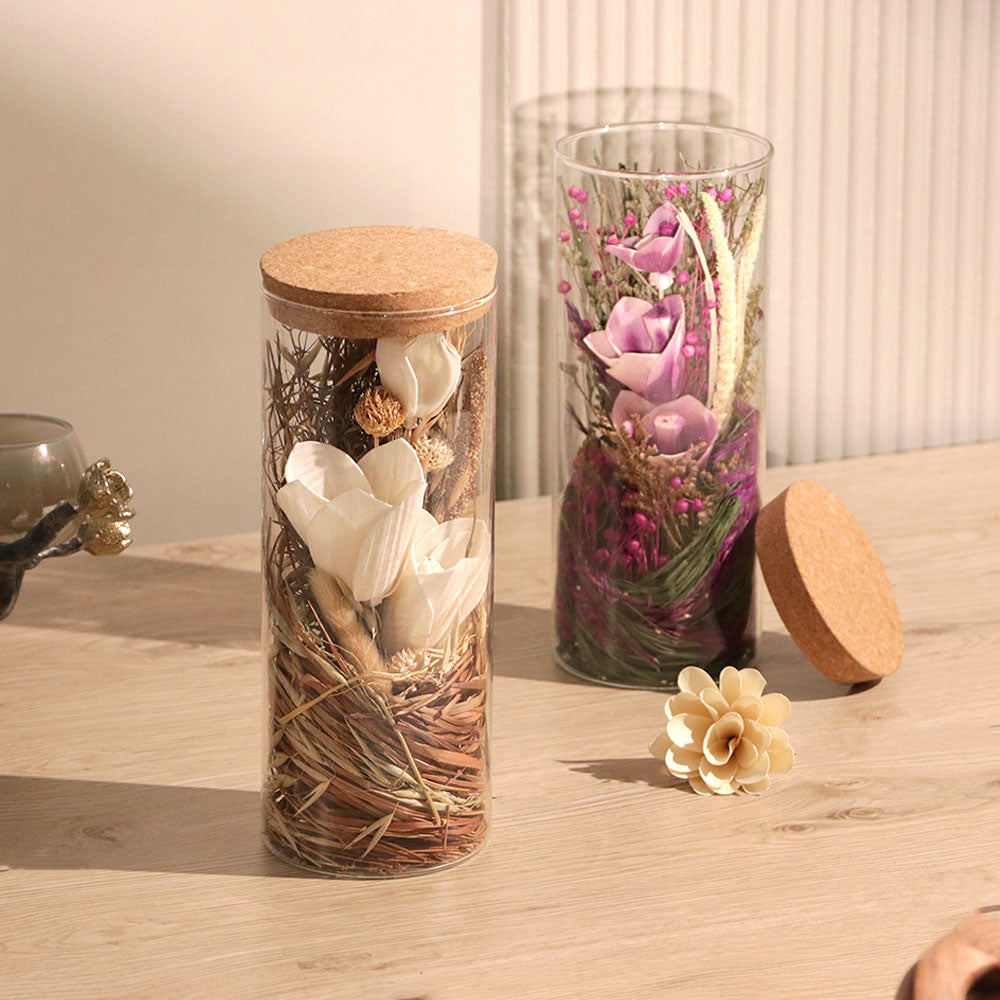 Aura Dried Flowers Bouquet in Glass Jar - Purple