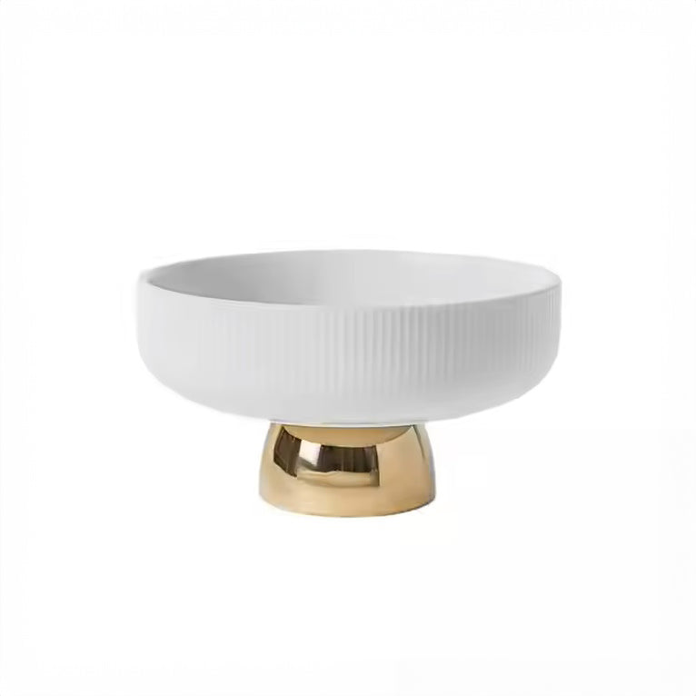 Aura Elevated Ceramic Bowl Medium - Ivory Gold
