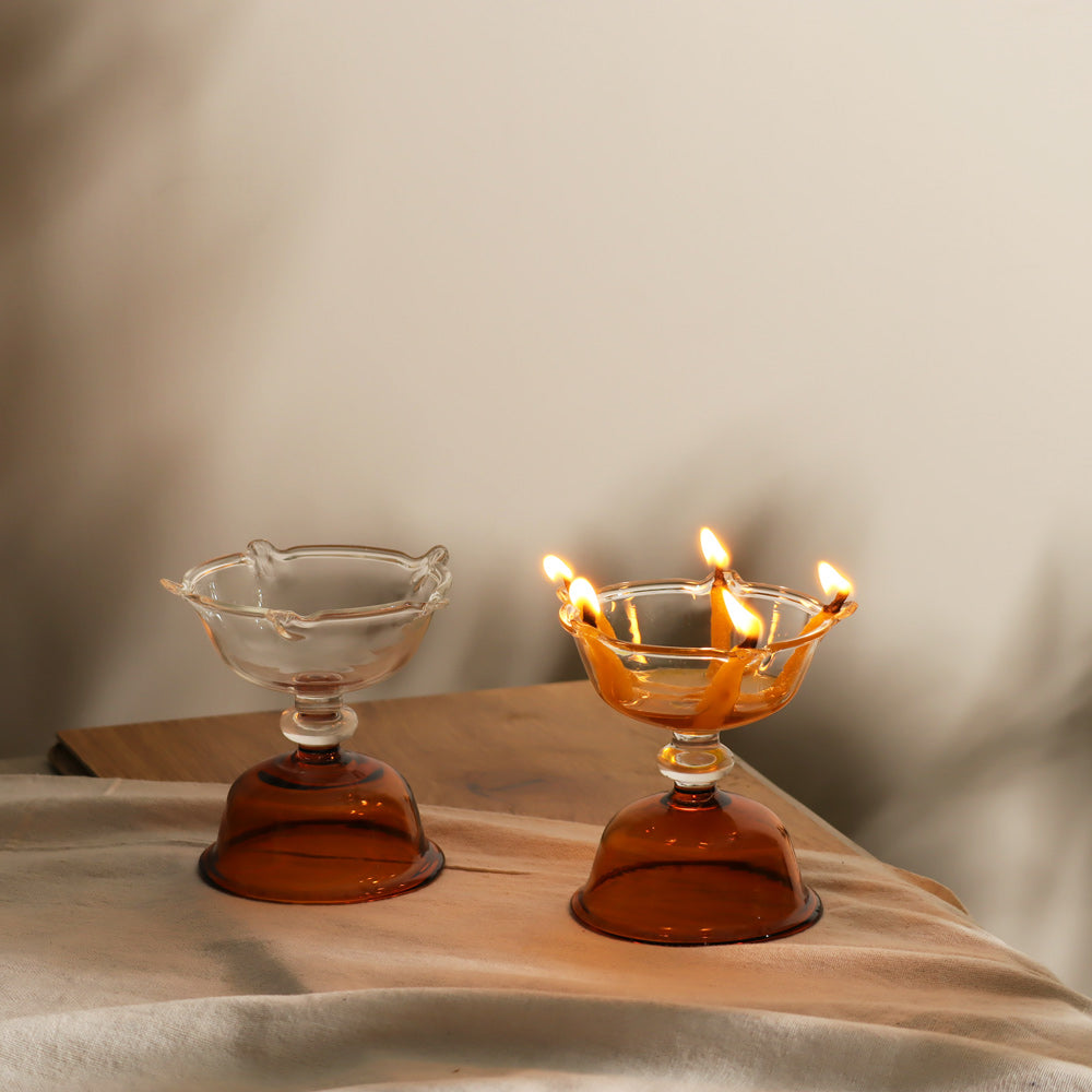 Aura Petals Diya, Set of 2 - Dusky Orange