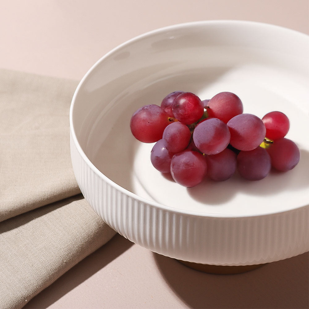 Aura Elevated Ceramic Bowl Medium - Ivory Gold