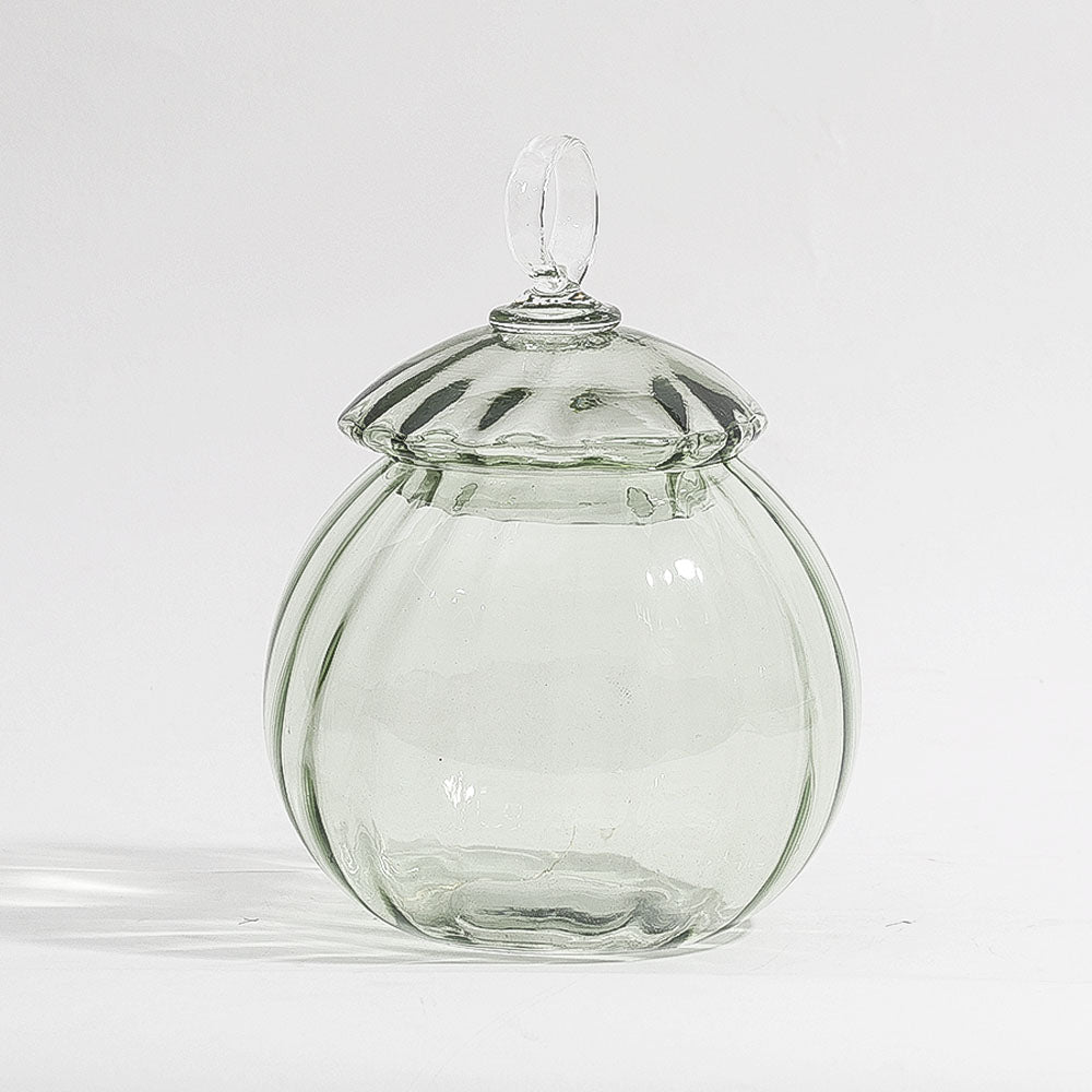 Auro Fluted Round Storage Jar Medium - Sage