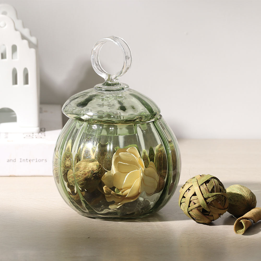 Auro Fluted Round Storage Jar Small - Sage