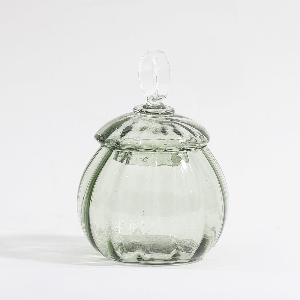 Auro Fluted Round Storage Jar Small - Sage