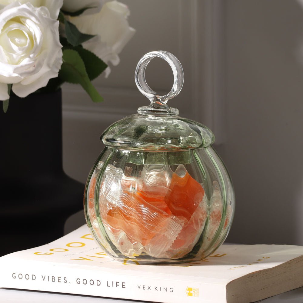 Auro Fluted Round Storage Jar Small - Sage