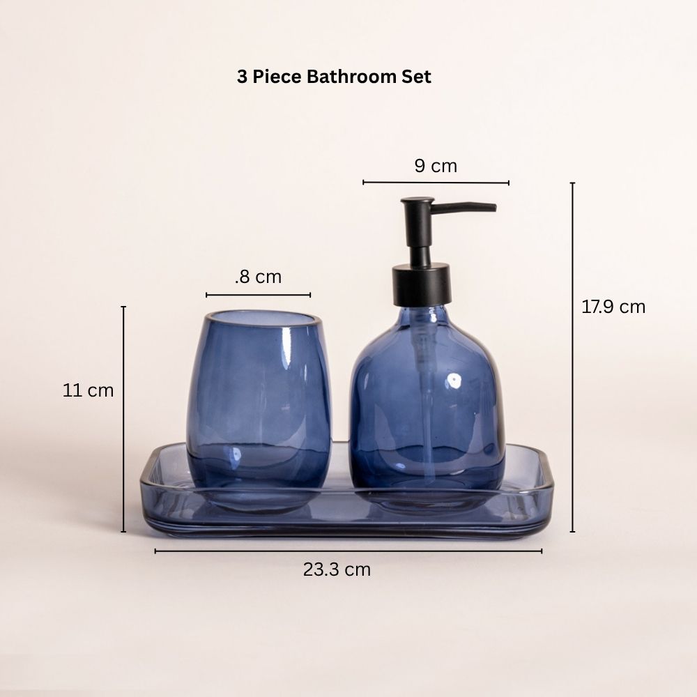 Aurora 3-piece Glass Bathroom Set - Blue