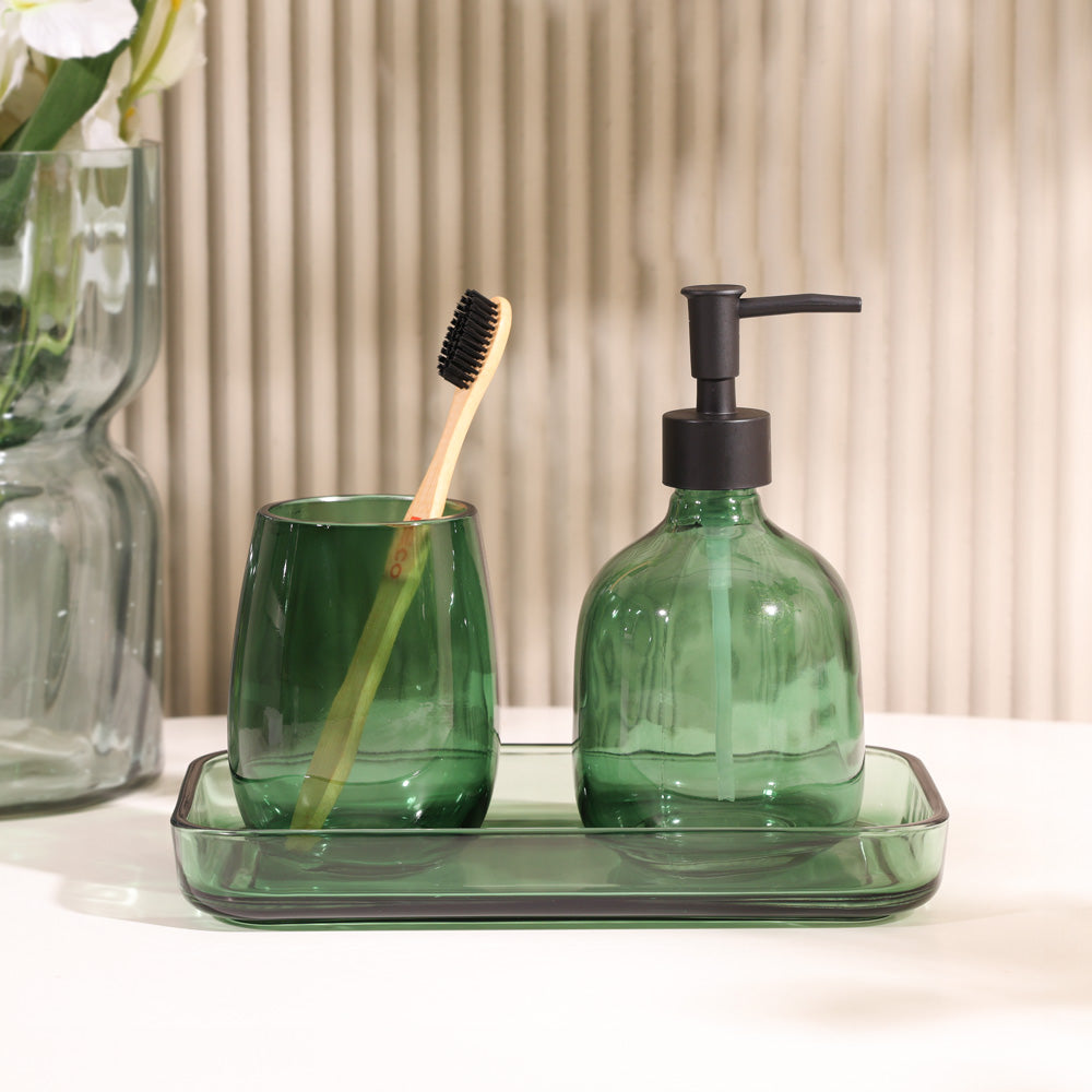 Aurora 3-piece Glass Bathroom Set - Green