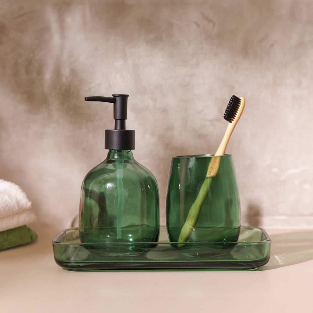 Aurora 3-piece Glass Bathroom Set - Green
