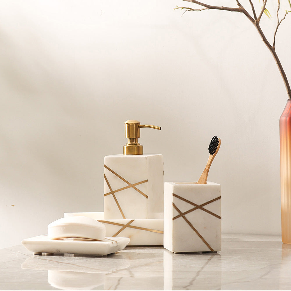 Aurum Marble Soap Dish - White Gold