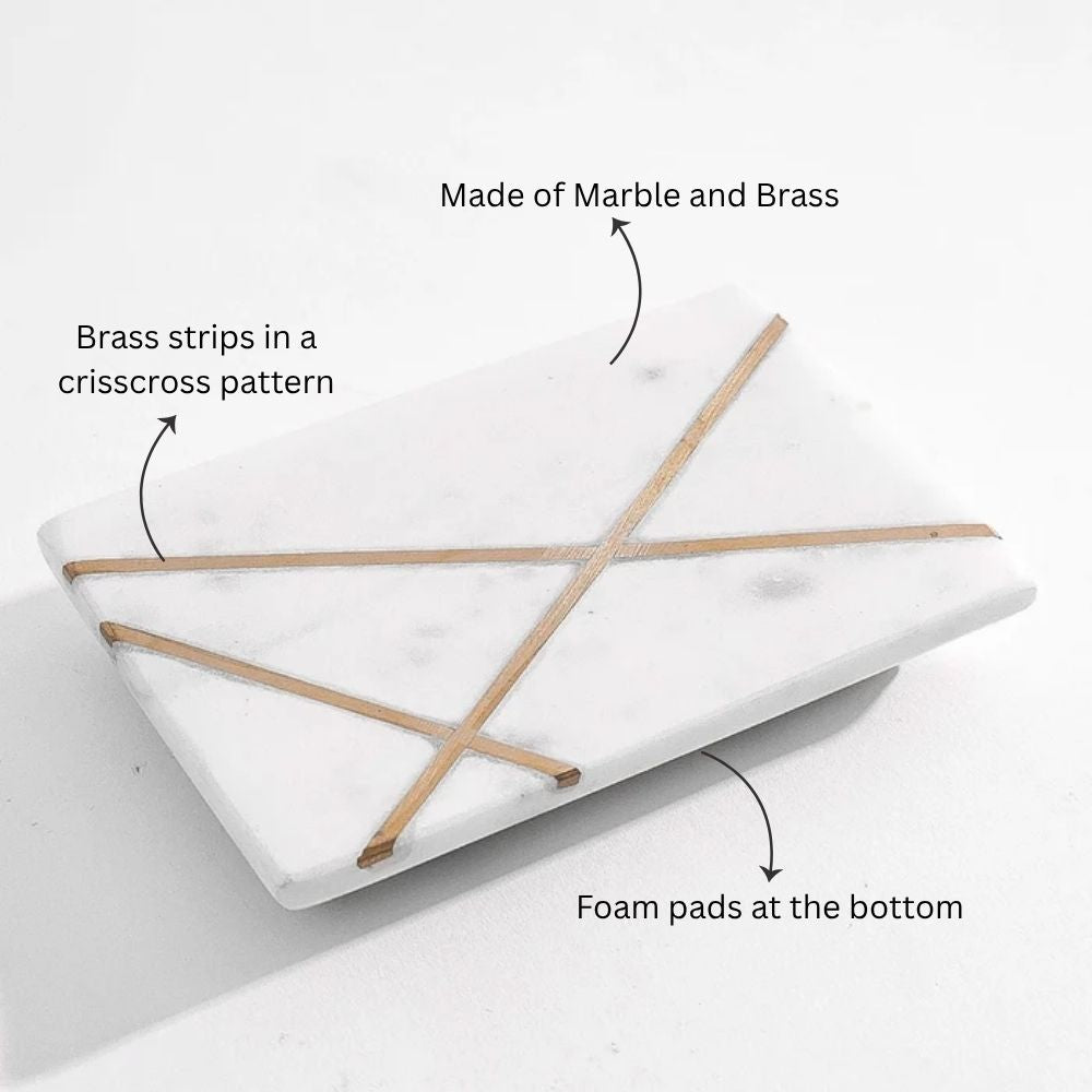 Aurum Marble Soap Dish - White Gold