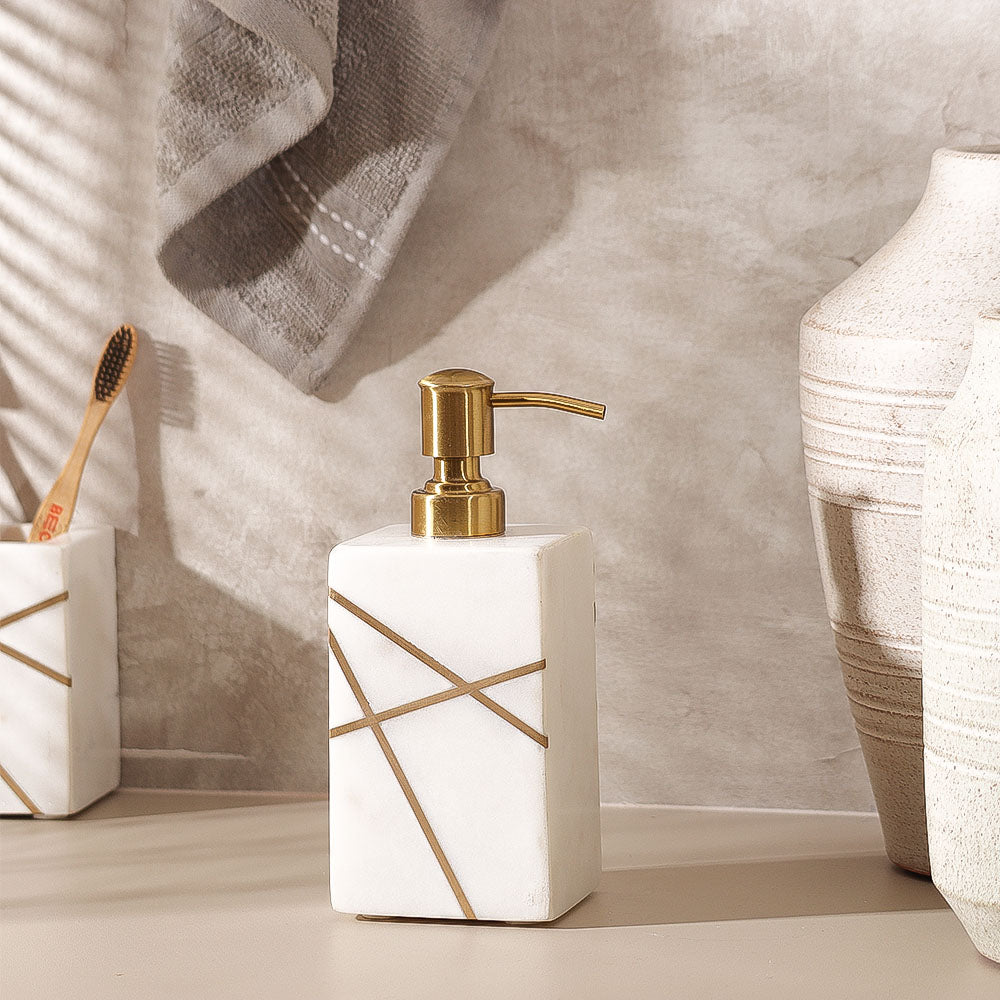 Aurum Marble Soap Dispenser - White Gold