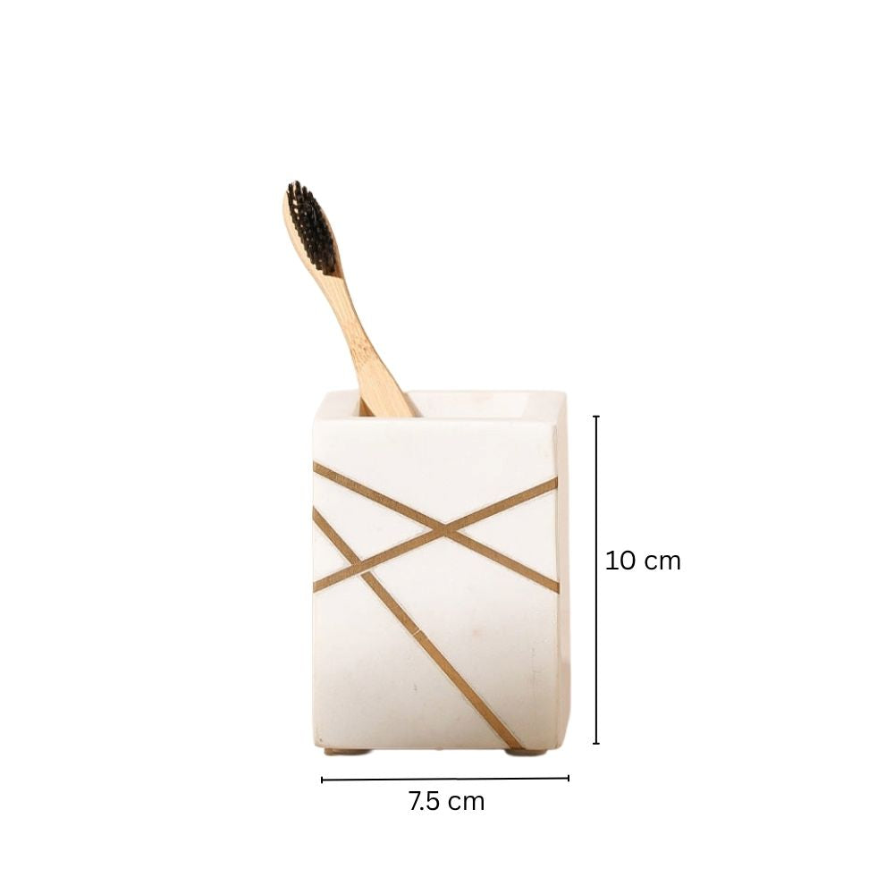 Aurum Marble Toothbrush Tumbler - White Gold