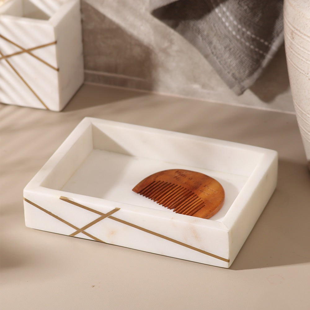 Aurum Marble Valet Tray - White Gold