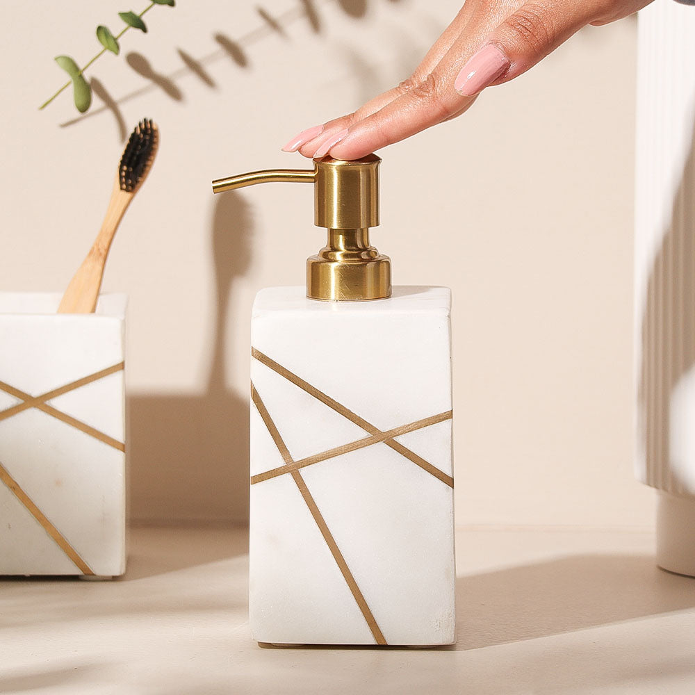 Aurum Marble Soap Dispenser - White Gold