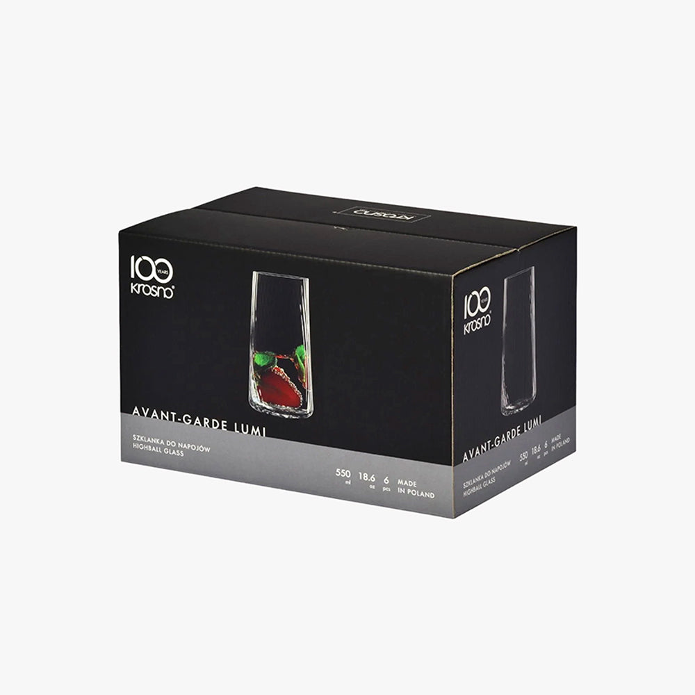 Avant-Garde LUMI Highball Glasses 550ml, Set of 6