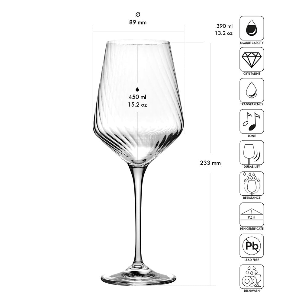 Avant-Garde LUMI White Wine Glasses 450ml, Set of 6