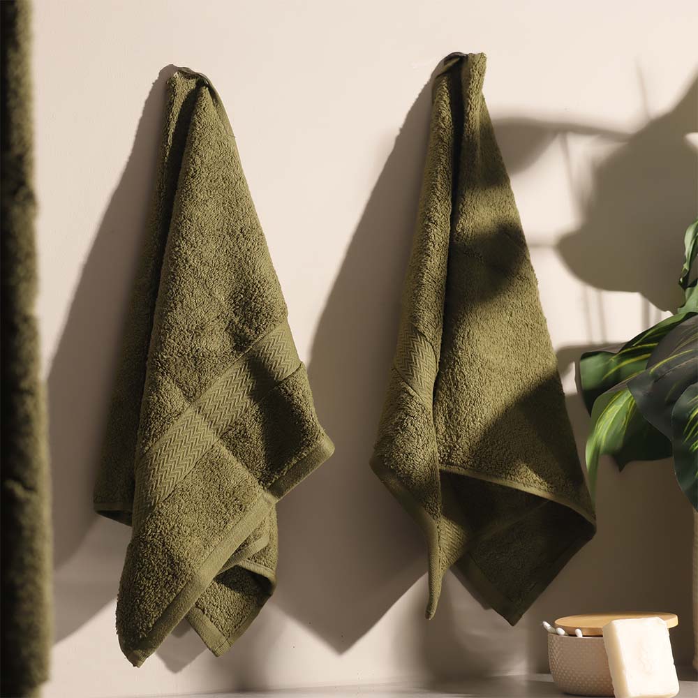 Avant Zero-Twist Cotton Hand Towels, Set of 2 - Pine Green