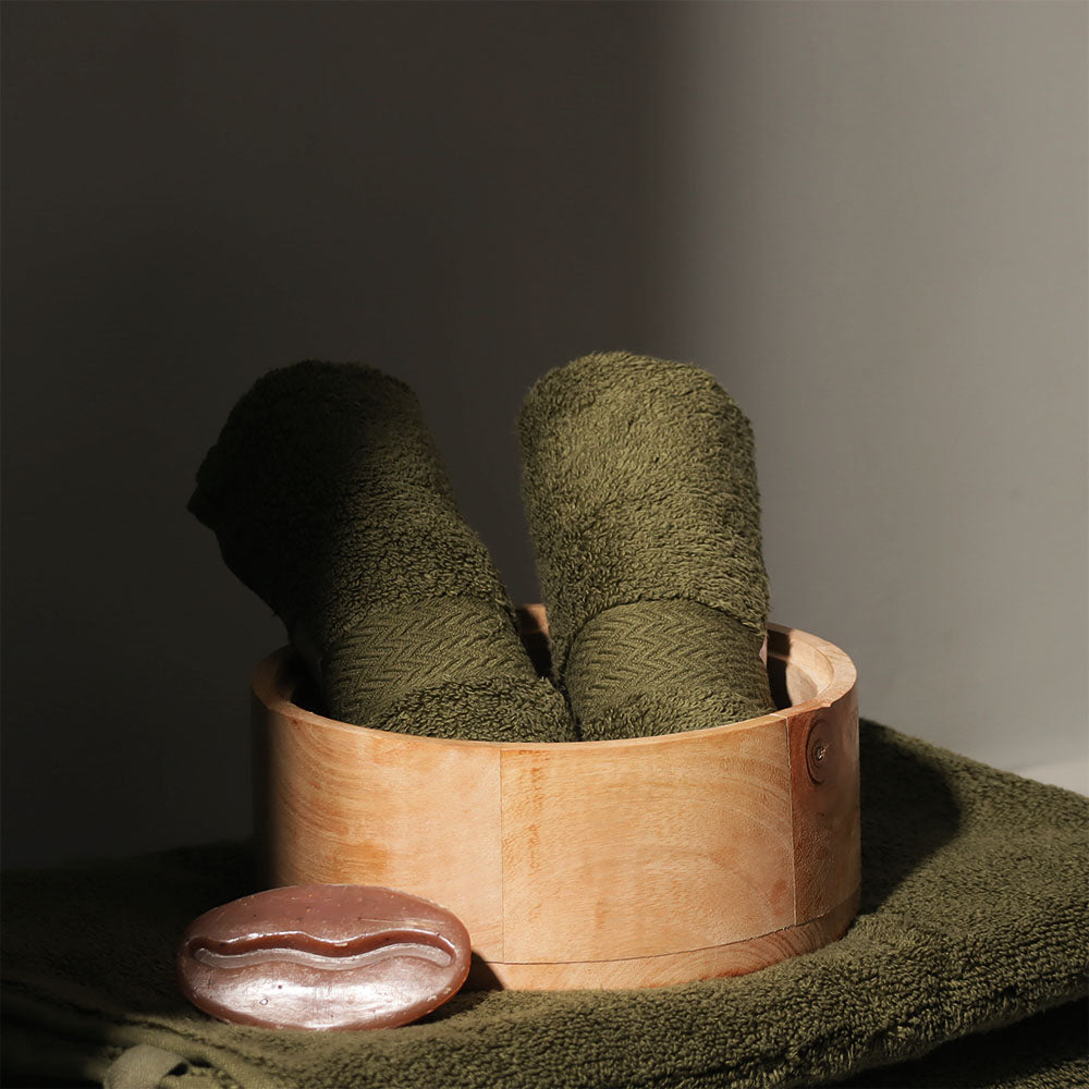 Avant Zero-Twist Cotton Hand Towels, Set of 2 - Pine Green