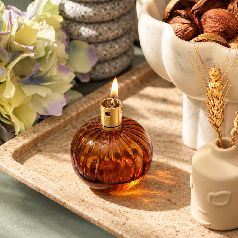 Avaya Glass & Brass Oil Lamp - Amber