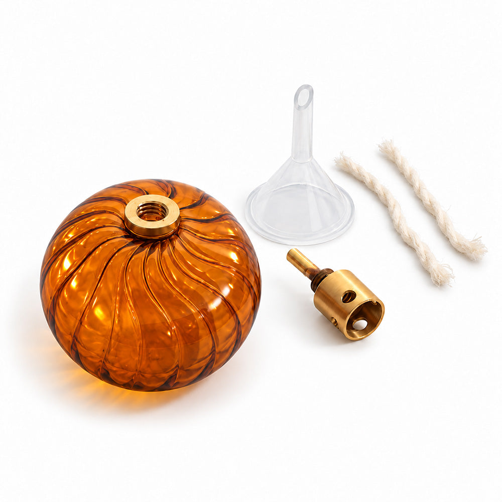 Avaya Glass & Brass Oil Lamp - Amber