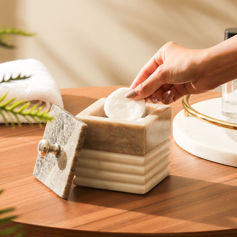 Avion Marble Storage Jar - Desert White