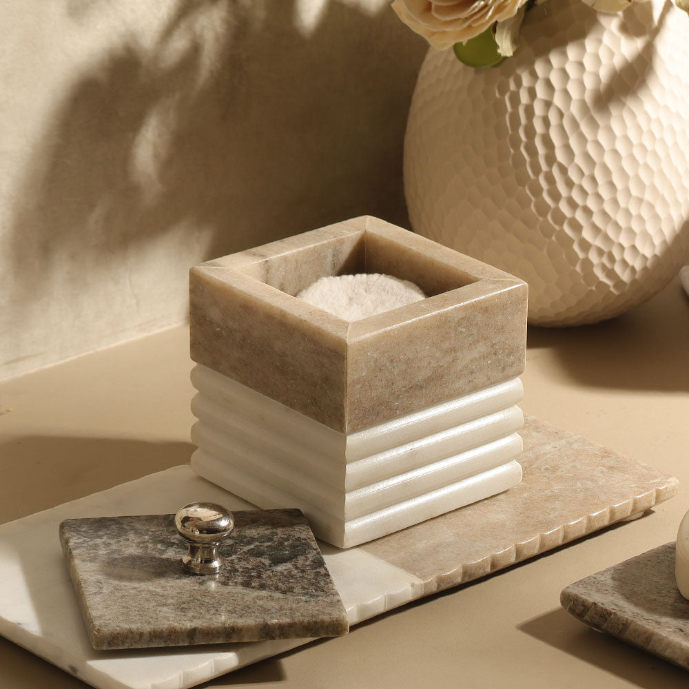 Avion Marble Storage Jar - Desert White