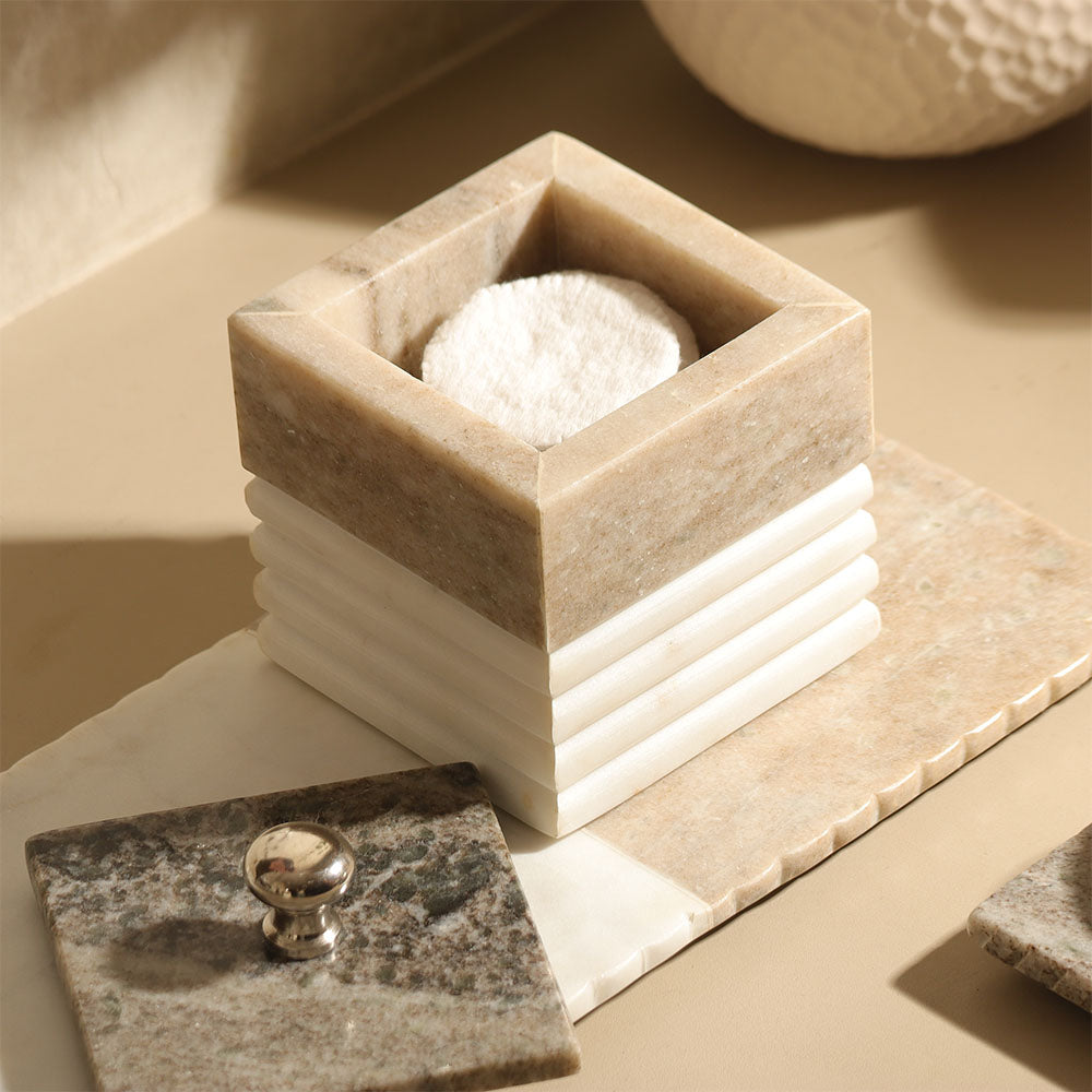 Avion Marble Storage Jar - Desert White